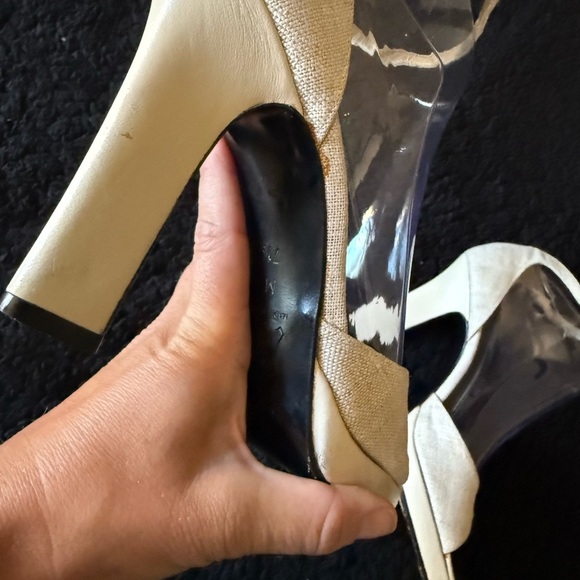 Yves Saint Laurent Cream Stiletto Heels with Ankle Strap - Picture 8 of 12